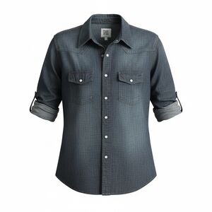 Paper Denim & Cloth Men's Casual Button Down Shirt - Dark Blue/ Gray
